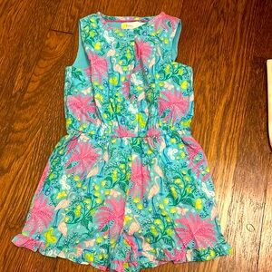 Mini Biden palm tree and flamingo romper